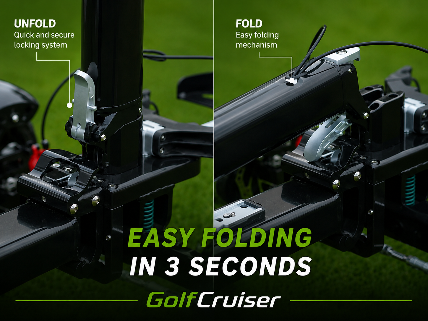 GolfCruiser quick folding mechanism