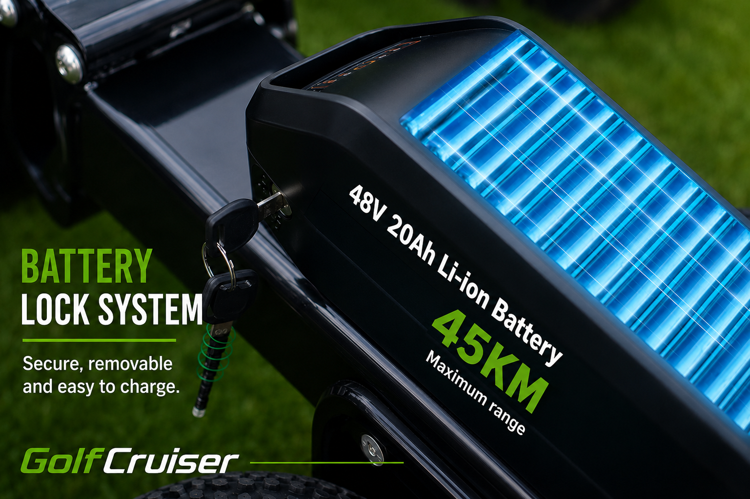 GolfCruiser removable lithium battery